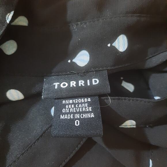 Torrid Womens Button Front Hot Air Balloon Print Sheer Cuffed Sleeves Top Size 0 - Picture 5 of 8